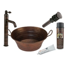 19" Copper Vessel Bathroom Sink with 1.2 GPM Deck Mounted Bathroom Faucet and Pop-Up Drain Assembly