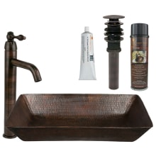 20" Copper Vessel Bathroom Sink with 1.2 GPM Deck Mounted Bathroom Faucet and Pop-Up Drain Assembly