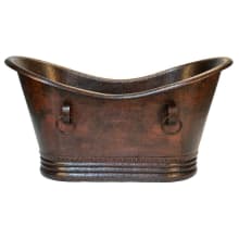 60" Free Standing Copper Soaking Tub with Center Drain