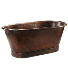 72" Free Standing Copper Soaking Tub with Center Drain