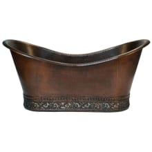 67" Free Standing Copper Soaking Tub with Center Drain
