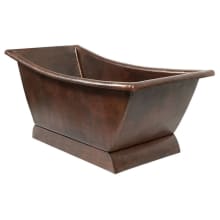 67" Free Standing Copper Soaking Tub with Reversible Drain