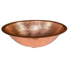 17" Oval Copper Drop In or Undermount Bathroom Sink