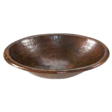 17" Oval Copper Drop In or Undermount Self Rimming Bathroom Sink