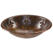 19" Oval Copper Drop In or Undermount Self Rimming Bathroom Sink