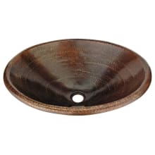 20" Oval Copper Drop In or Undermount Self Rimming Bathroom Sink