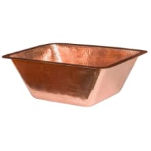 17" Rectangular Copper Drop In or Undermount Bathroom Sink