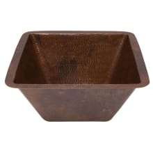 15" Square Copper Drop In or Undermount Bathroom Sink