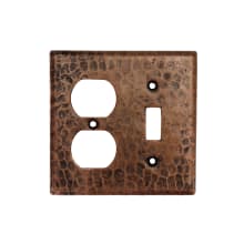 2 Gang Combination Hammered Copper Switchplate - 2 Hole Outlet and Single Toggle Switch