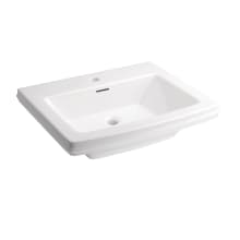 Holyoke 24-1/2" Rectangular Fireclay Pedestal Bathroom Sink with Overflow and 1 Faucet Holes at 1" Centers