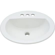Rockaway 19" Oval Vitreous China Drop In Bathroom Sink with Overflow and 3 Faucet Holes at 4" Centers