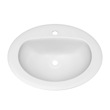 Rockaway 20-1/2" Oval Vitreous China Drop In Bathroom Sink with Overflow and 1 Faucet Hole at 0" Centers