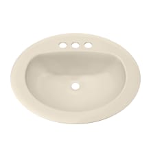 Rockaway 20-1/2" Oval Vitreous China Drop In Bathroom Sink with Overflow and 3 Faucet Holes at 4" Centers
