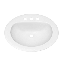 Rockaway 20-1/2" Oval Vitreous China Drop In Bathroom Sink with Overflow and 3 Faucet Holes at 8" Centers