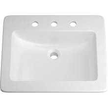 Hoffman 21" Rectangular Vitreous China Drop In Bathroom Sink with Overflow and 3 Faucet Holes at 8" Centers