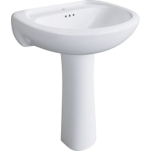 Lisbon Valley 24" Oval Vitreous China Pedestal Bathroom Sink with Overflow and 1 Faucet Hole at 0" Centers