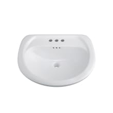 Lisbon Valley 24" Oval Vitreous China Pedestal Bathroom Sink with Overflow and 3 Faucet Holes at 4" Centers