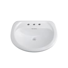 Lisbon Valley 24" Oval Vitreous China Pedestal Bathroom Sink with Overflow and 3 Faucet Holes at 8" Centers