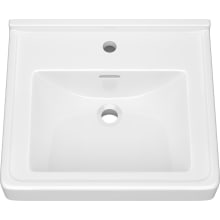 20" Rectangular Vitreous China Wall Mounted Bathroom Sink with Overflow and 1 Faucet Hole at 0" Centers