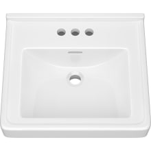 20" Rectangular Vitreous China Wall Mounted Bathroom Sink with Overflow and 3 Faucet Holes at 4" Centers