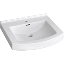 Otter Creek 20" Rectangular Vitreous China Pedestal Bathroom Sink with Overflow and 1 Faucet Hole