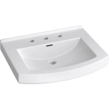Otter Creek 24" Rectangular Vitreous China Pedestal Bathroom Sink with Overflow and 3 Faucet Holes at 8" Centers