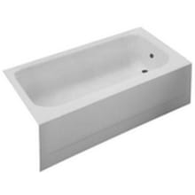 S2 Series 60" Three Wall Alcove Enameled Steel Soaking Tub with Left Drain