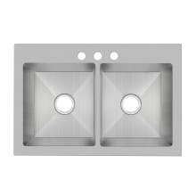 Sault 33" Drop In, Undermount Double Basin Stainless Steel Kitchen Sink