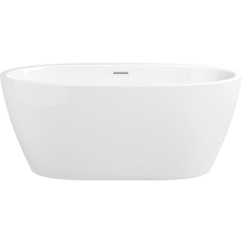 Cornwall 59" Free Standing Acrylic Soaking Tub with Center Drain, Drain Assembly, and Overflow