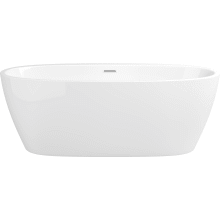 Cornwall 67" Free Standing Acrylic Soaking Tub with Center Drain, Drain Assembly, and Overflow