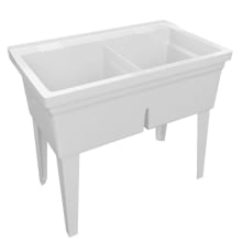40" Double-Basin Free Standing Laundry Sink with 50/50 Split