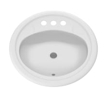 Getchell 19" Circular Enameled Steel Drop In Bathroom Sink with Overflow and 3 Faucet Holes at 4" Centers