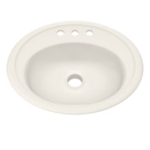 Getchell 20" Oval Enameled Steel Drop In Bathroom Sink with Overflow and 3 Faucet Holes at 4" Centers