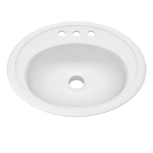 Getchell 20" Oval Enameled Steel Drop In Bathroom Sink with Overflow and 3 Faucet Holes at 4" Centers