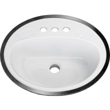 Getchell 19" Oval Enameled Steel Drop In Bathroom Sink with Overflow and 3 Faucet Holes at 4" Centers