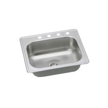 25" Single Basin Drop In Stainless Steel Kitchen Sink with 3 Faucet Holes