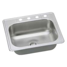 Bealeton 25" Drop In Single Basin Stainless Steel Kitchen Sink with 2 Faucet Holes at 4" Centers
