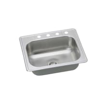 25" Single Basin Drop In Stainless Steel Kitchen Sink with 3 Faucet Holes