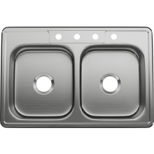 Bealeton 33" Drop In Double Basin Stainless Steel Kitchen Sink
