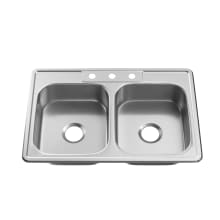 Bealeton 33" Drop In Double Basin Stainless Steel Kitchen Sink
