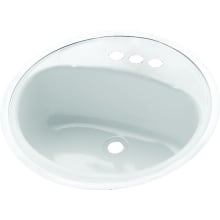 Getchell 18" Circular Enameled Steel Drop In Bathroom Sink with Overflow and 3 Faucet Holes at 4" Centers