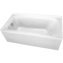 Plus A 60" x 32" Alcove 8 Jet Whirlpool Bath Tub with Skirt, Left Hand Drain and Left Hand Pump