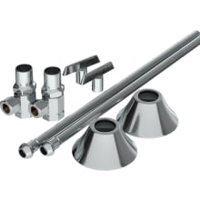 3/8" x 3/8" Straight Supply Stop Kit with Risers and Flanges and Loose Key - Pack of 2