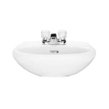 Willow Creek 19-1/2" Oval Vitreous China Pedestal Bathroom Sink with Overflow and 3 Faucet Holes at 4" Centers - Sink Only