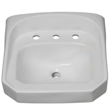 20-5/8" Rectangular Vitreous China Wall Mounted Bathroom Sink with Overflow and 3 Faucet Holes at 8" Centers
