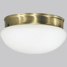 Fitter Series 11-3/4" Two-Light Flush Mount Ceiling Fixture with White Glass Shade
