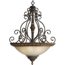 Joy 3 Light 17" Wide Semi-Flush Ceiling Fixture with Etched White Shade