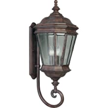 Crawford 4 Light 33" Tall Outdoor Wall Sconce with Scroll Arm Details and Clear Beveled Glass Panels