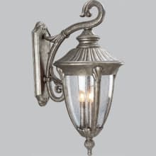Meridian 3 Light 27" Tall Outdoor Wall Sconce with Clear Seeded Glass Shade