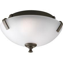 Wisten 14" Two-Light Semi-Flush Mount Ceiling Fixture with Flat Steel Accents and Etched Glass Shade